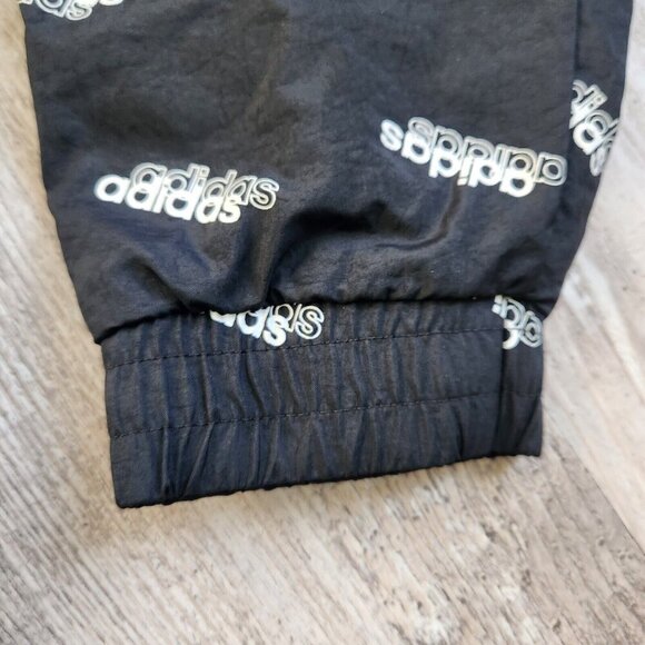 Adidas Womens Black Full-Zip Sport Track Jacket All-Over Logo & Elastic Hem M - Picture 13 of 16